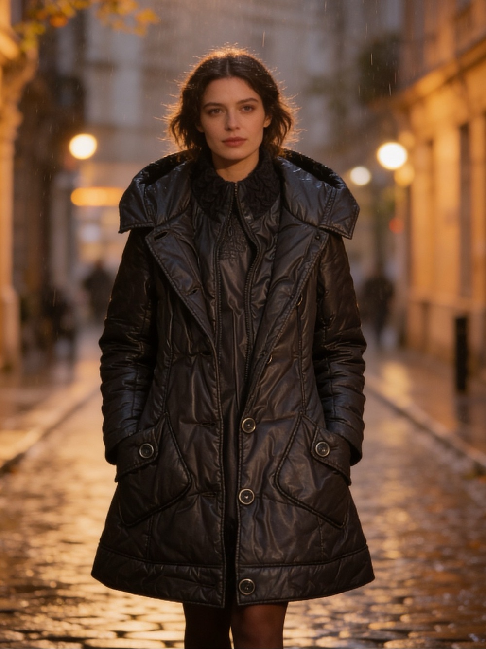 Mackage Coat jacket quilted with hood and leather trim size Small